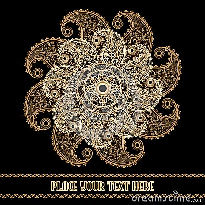 Mehndi lace paisley mandala Vector Illustration