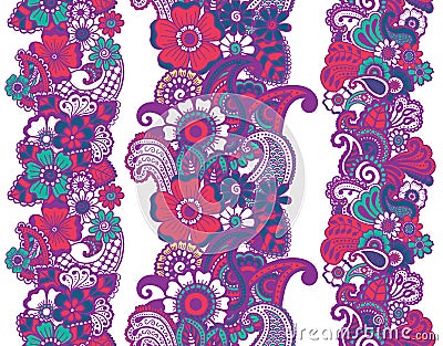 Mehndi ribbons. Paisley design. Vector Illustration