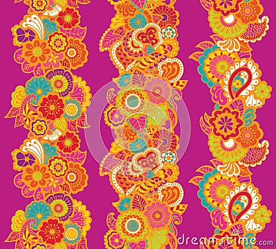 Mehndi ribbons. Paisley design. Vector Illustration