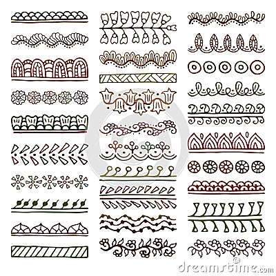 Hand Drawn Vector Dividers Set Vector Illustration