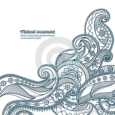 Mehndi vector pattern, paisley buta hindu oriental ornament Vector Illustration