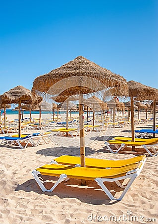 Meia Praia beach in Lagos, Algarve, Portugal. Stock Photo