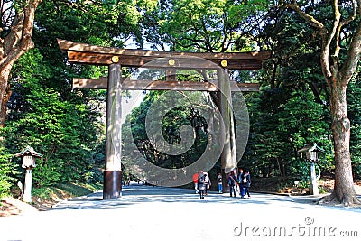 Meiji Jingu Shrine in Shibuya, Tokyo Editorial Stock Photo