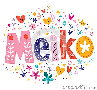 Meiko girls name decorative lettering type design Vector Illustration