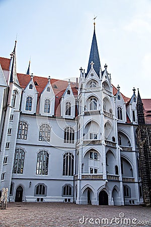 Meissen Albrechtsburg castle square and cathedral view Stock Photo