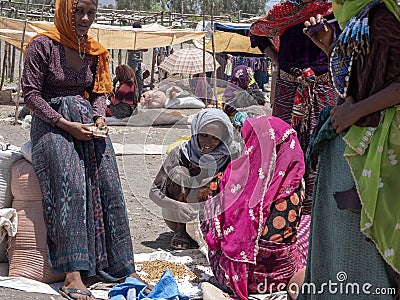 MEKELE, ETHIOPIA, APRIL 30th. 2019, a busy indigenous marketplace, April 30th. 2019, Mekele, Ethiopia Editorial Stock Photo