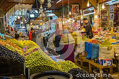 Meknes, Morocco - March 04, 2017: Traditional fruit and sweets m Editorial Stock Photo