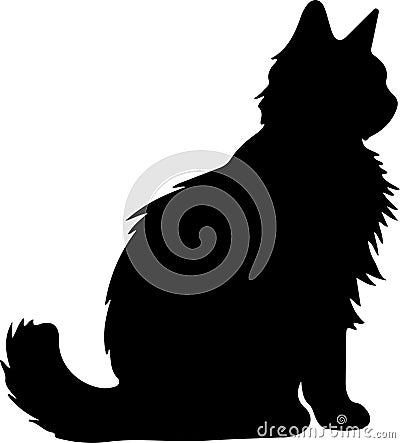 Mekong Bobtail Cat Black Silhouette Generative Ai Vector Illustration