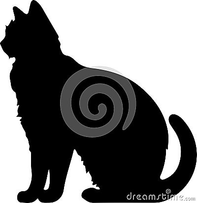 Mekong Bobtail Cat Black Silhouette Generative Ai Vector Illustration