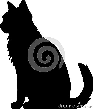 Mekong Bobtail Cat Black Silhouette Generative Ai Vector Illustration