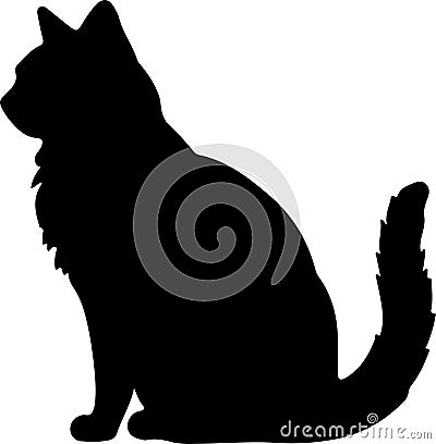 Mekong Bobtail Cat Black Silhouette Generative Ai Vector Illustration