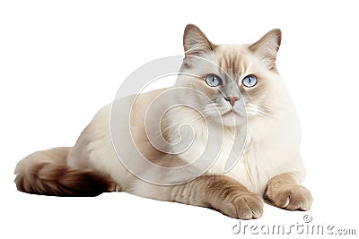 Mekong Bobtail Cat On Isolated Transparent Background, Png. Generative AI Stock Photo