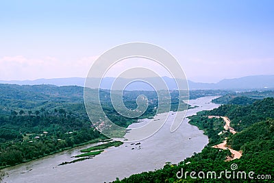 Mekong River divides the border between Thailand and Laos in Chi Stock Photo