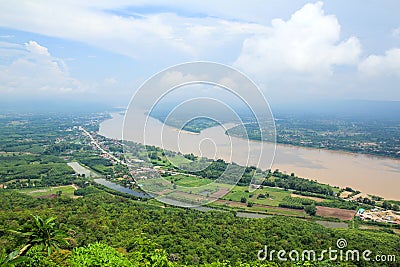Mekong River view from Wat Pha Tak Sue Temple Stock Photo