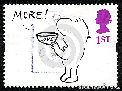 Mel Calman Humorous UK Postage Stamp Cartoon Illustration