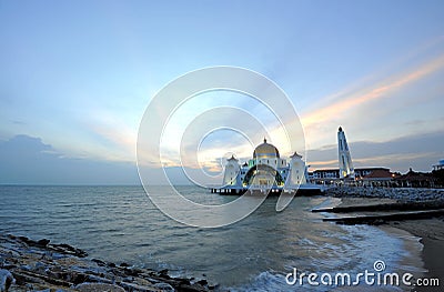 Melaka Straits Mosque Editorial Stock Photo