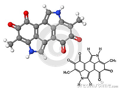 Melanin molecule with chemical formula Stock Photo