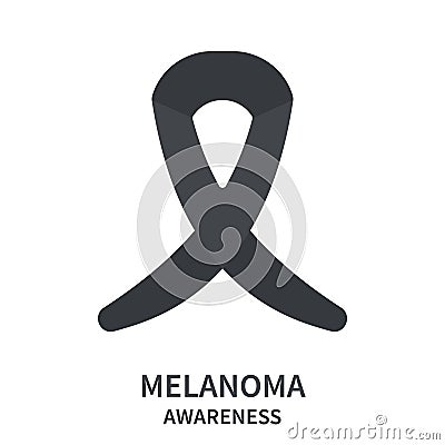 Melanoma black ribbon for skin cancer awareness day Vector Illustration