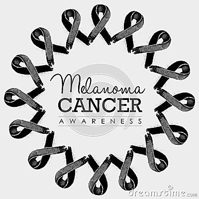 Melanoma cancer awareness ribbon design with text Vector Illustration