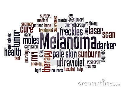 Melanoma - skin cancer word cloud concept Stock Photo