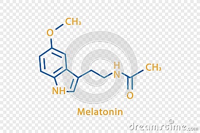 Melatonin chemical formula. Melatonin structural chemical formula isolated on transparent background. Vector Illustration