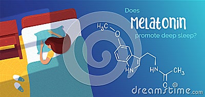 Melatonin promote deep sleep banner vector template Vector Illustration