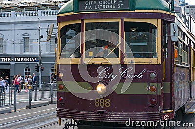 Historic tramway route 35 on streets of Melbourne CBD Editorial Stock Photo