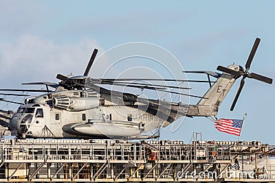 Sikorsky CH-53 heavy lift transport helicopters from the United States Marine Corps Editorial Stock Photo