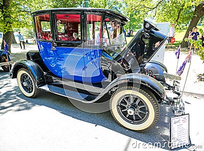 MELBOURNE, AUSTRALIA - JANUARY 26, 2019: The Detroit Electric 1929 model 97 Coupe on display at 2019 Royal Automobile Club Editorial Stock Photo