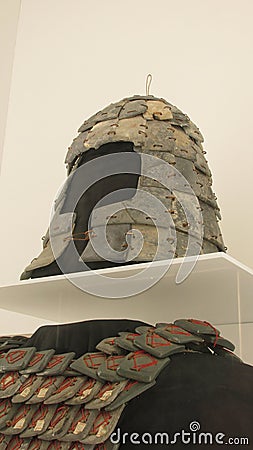 Ceremonial helmet and body armor of terracotta warriors Editorial Stock Photo