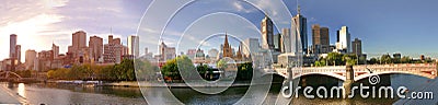 Melbourne, Australia - March 21, 2018: Melbourne downtown panorama in sunset Editorial Stock Photo