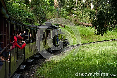 Belgrave vintage steam railway carry tourists through the fores Editorial Stock Photo