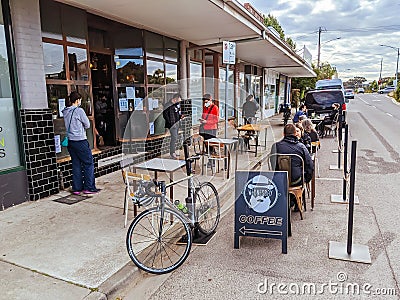 Melbourne Cafes Begin to Reopen with Street Dining During Coronavirus Pandemic Editorial Stock Photo