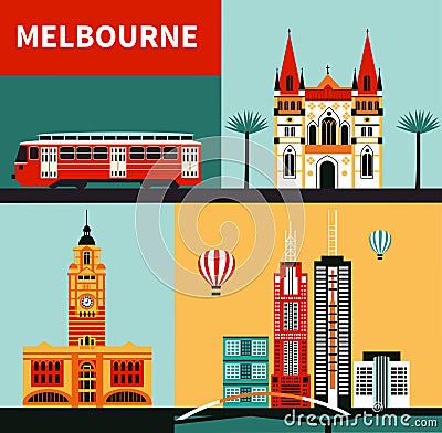 Melbourne city. Vector Illustration