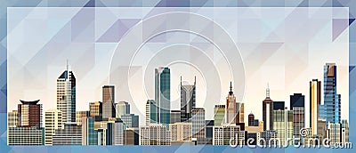 Melbourne skyline vector colorful poster on beautiful triangular texture background Vector Illustration