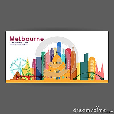 Melbourne colorful architecture vector illustration Vector Illustration