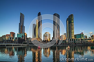 Melbourne downtown Skyscraper image, site in front of Yarra river Editorial Stock Photo