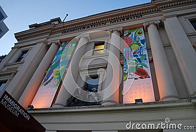 Melbourne Immigration Museum building on Flinders Street shot at dusk Editorial Stock Photo