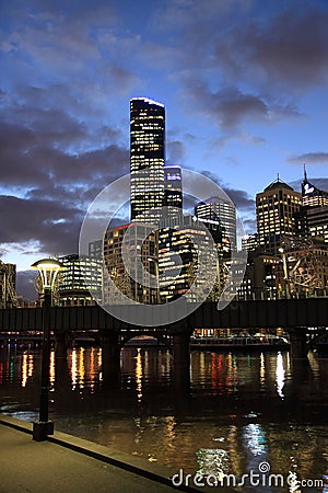 Melbourne night cityscape Editorial Stock Photo