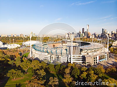 Melbourne Skyline Aerial with MCG Editorial Stock Photo