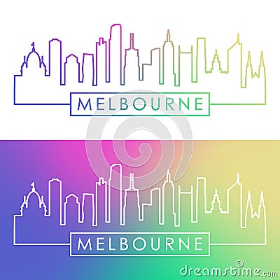 Melbourne skyline. Colorful linear style. Vector Illustration