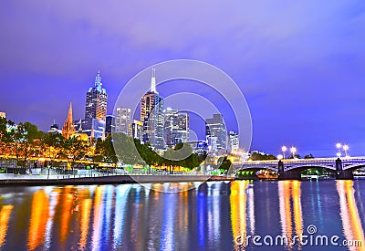 Melbourne skyline at dusk Stock Photo