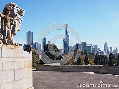 Melbourne skyline seen from the Shrine of Remembrance Editorial Stock Photo