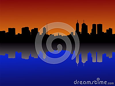 Melbourne Skyline at sunset Vector Illustration