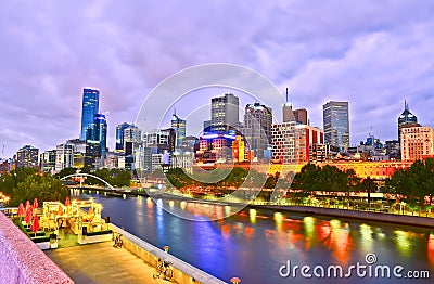 Melbourne skyline at twilight Stock Photo