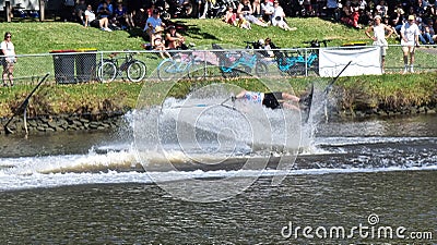 Melbourne, VIC, Australia - 13th Mar 2022 - Men's Waterskiing Tricks Semi Final Editorial Stock Photo