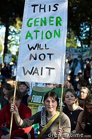 Students protesting peacefully at climate strike in Melbourne Editorial Stock Photo