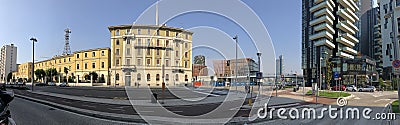 Melchiorre Gioia street, overview, Milan, Italy. Guard of Finance barracks. Regional Lombardy Command Editorial Stock Photo