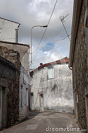 Narrow Town Street of Melide Spain Editorial Stock Photo