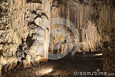 Melidoni cave with stalactites and stalagmites on the island of Crete Stock Photo